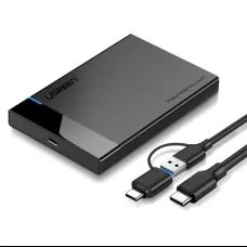 Ugreen US221 2.5'' HDD / SSD külső ház, SATA, USB 3.0 + USB-C - USB-C 3.1 (fekete)