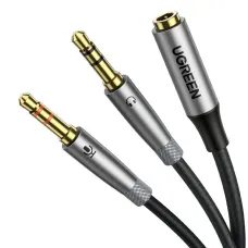 Ugreen AV193 AUX audio splitter fejhallgató + mikrofon 3.5mm-es mini jack kábelhez (szürke)