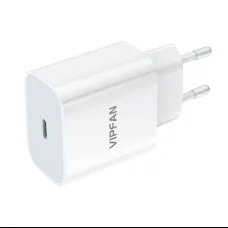 Vipfan E04 fali hálózati töltő adapter, USB-C PD, 20W, QC 3.0 + USB-C kábel (fehér)