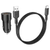 Borofone autós töltő BZ19A Wisdom USB QC 3.0 18W + USB-Type C kábel 1m fekete - 0. kép