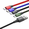 Baseus 4in1 gyorstöltő kábel szett 2 x Lightning 3.5A nylon harisnyázott piros/kék/zöld/fekete - 0. kép