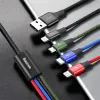Baseus 4in1 gyorstöltő kábel szett 2 x Type-C 3.5A nylon harisnyázott piros/kék/zöld/fekete - 2. kép