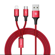 Baseus Rapid 2in1 micro USB/ Lightning kábel 1,2 m 3A piros