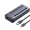 Ugreen 7in1 HUB elosztó adapter USB-C, 7x USB-A 3.0 12V 2A (fekete) - 3. kép