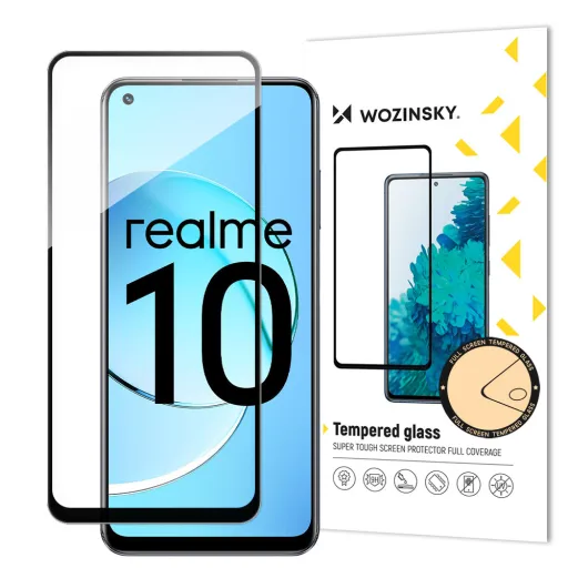 Realme 10 üvegfólia Wozinsky Full Glue 9H fekete kerettel tokbarát