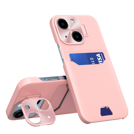iPhone 14 Plus Leather Stand tok kártyatartóval rózsaszín iPhone 14 Plus Leather Stand tok kártyatartóval rózsaszín