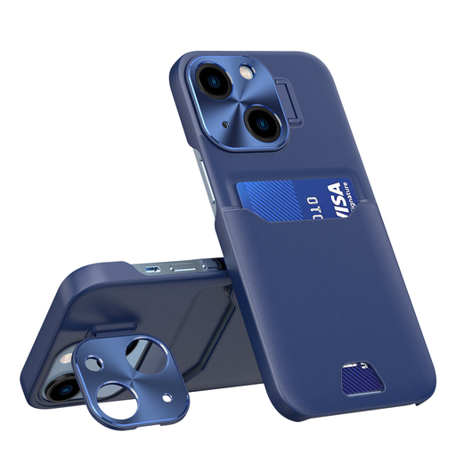 iPhone 14 Plus Leather Stand tok kártyatartóval kék iPhone 14 Plus Leather Stand tok kártyatartóval kék