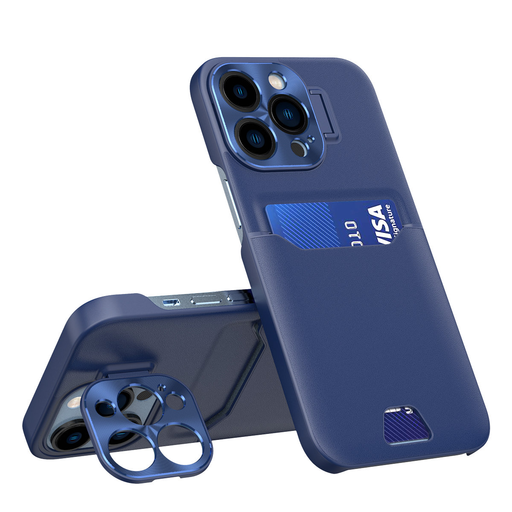 iPhone 14 Pro Leather Stand tok kártyatartóval kék iPhone 14 Pro Leather Stand tok kártyatartóval kék