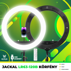 Jackal LR63-120B 63cm LED körfény, körlámpa, ring light távirányítóval, 280cm állvánnyal