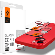 iPhone 14/14 Plus/15/15 Plus Spigen Optik.TR 2x kameralencsevédő 9H üveg piros
