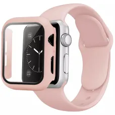 Apple Watch 45mm szilikon óraszíj és tok rózsaszín homok