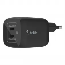 Belkin BoostCharge Pro 65W PD 3.0 PPS Dual USB-C GaN hálózati töltő adapter fekete (WCH013vfBK)