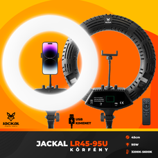 Jackal LR45-95U 45cm fekete LED körfény, körlámpa, ring light távirányítóval, stabil állvánnyal Jackal LR45-95U 45cm fekete LED körfény, körlámpa, ring light távirányítóval, stabil állvánnyal