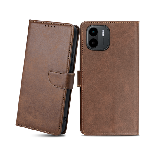 Xiaomi Redmi A1 mágneses PU bőr fliptok kártyatartóval sötétbarna Alphajack Xiaomi Redmi A1 mágneses PU bőr fliptok kártyatartóval sötétbarna Alphajack