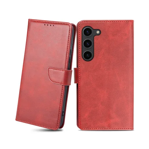 Samsung Galaxy S23 mágneses PU bőr fliptok kártyatartóval piros Alphajack Samsung Galaxy S23 mágneses PU bőr fliptok kártyatartóval piros Alphajack