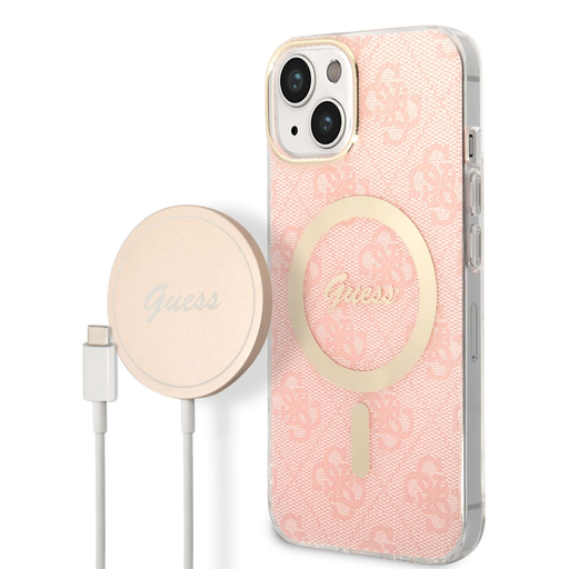 iPhone 14 Guess BUGUHMP14SH4EACSP 4G MagSafe kompatibilis telefontok + vezeték nélküli töltő rózsaszín iPhone 14 Guess BUGUHMP14SH4EACSP 4G MagSafe kompatibilis telefontok + vezeték nélküli töltő rózsaszín