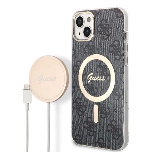 iPhone 14 Plus Guess BUGUHMP14MH4EACSK 4G MagSafe kompatibilis hátlap + vezeték nélküli töltő fekete iPhone 14 Plus Guess BUGUHMP14MH4EACSK 4G MagSafe kompatibilis hátlap + vezeték nélküli töltő fekete