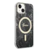 iPhone 14 Guess BUGUHMP14SHMEACSK Marble MagSafe kompatibilis hátlap + vezeték nélküli töltő fekete - 2. kép