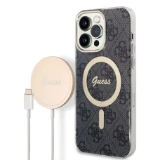 iPhone 14 Pro Guess BUGUHMP14LH4EACSK 4G MagSafe kompatibilis hátlap + vezeték nélküli töltő fekete