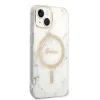 iPhone 14 Guess BUGUHMP14SHMEACSH Marble MagSafe kompatibilis hátlap + vezeték nélküli töltő fehér - 2. kép