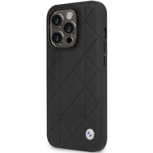 iPhone 14 Pro BMW BMHCP14L22RQDK Leather Quilted tok fekete