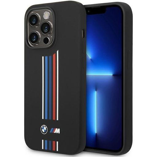 iPhone 14 Pro Max BMW BMHCP14X22SWTK Silicone Vertical Tricolor Lines tok fekete iPhone 14 Pro Max BMW BMHCP14X22SWTK Silicone Vertical Tricolor Lines tok fekete