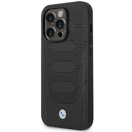 iPhone 14 Pro BMW BMHMP14L22RPSK Leather Seats Pattern ülésmintás tok fekete