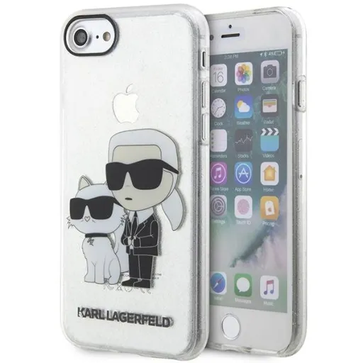 iPhone 7/8/SE 2020/SE 2022 Karl Lagerfeld KLHCI8HNKCTGT Glitter Karl és Choupette tok átlátszó