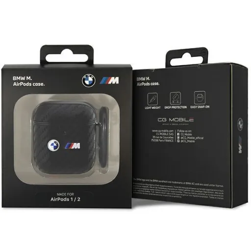 AirPods 1/2 BMW BMA2WMPUCA2 Carbon Double Metal Logo tok fekete