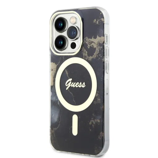 iPhone 14 Pro Guess Marble IML MagSafe kompatibilis tok fekete (GUHMP14LHTMRSK)