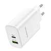 Borofone BN10 SunLight fali töltő adapter USB + Type C QC 3.0 PD 65W fehér - 1. kép