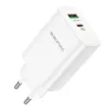 Borofone BN10 SunLight fali töltő adapter USB + Type C QC 3.0 PD 65W fehér - 3. kép