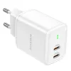 Borofone BN9 Reacher hálózati töltő adapter 2xType C QC 3.0 PD 35W fehér - 1. kép