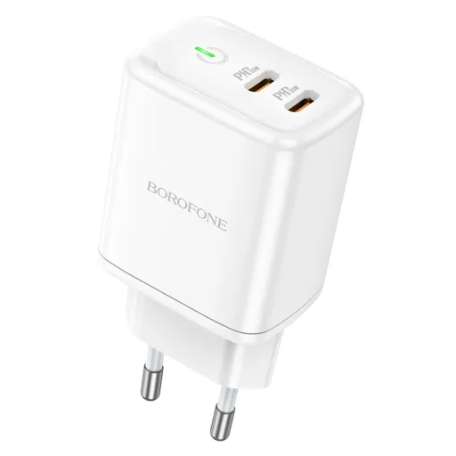 Borofone BN9 Reacher hálózati töltő adapter 2xType C QC 3.0 PD 35W fehér