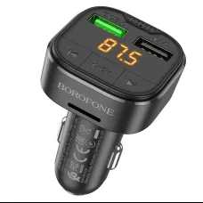 Borofone FM transmiter BC43 Flash MP3, Bluetooth 2xUSB + microSD QC 3.0 18W fekete 