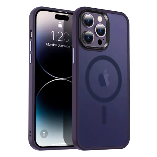 iPhone 13 Pro MagSafe-kompatibilis áttetsző matt tok sötétlila Alphajack iPhone 13 Pro MagSafe-kompatibilis áttetsző matt tok sötétlila Alphajack