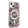 iPhone 14 Guess PC/TPU Flowers IML MagSafe kompatibilis tok rózsaszín (GUHMP14SHCFWSP) - 2. kép