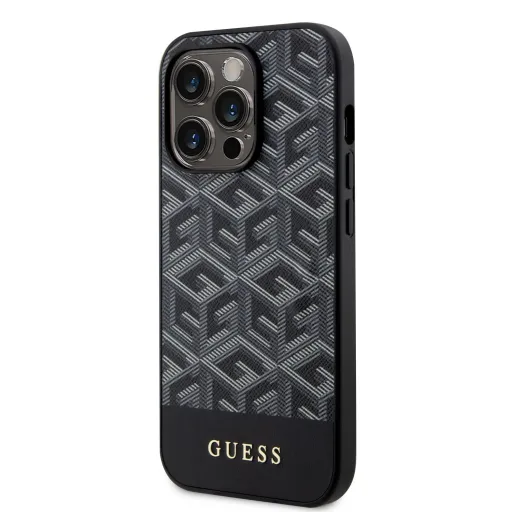 iPhone 14 Pro Guess PU G Cube MagSafe kompatibilis tok fekete