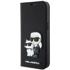 iPhone 14 Pro Karl Lagerfeld KLBKP14LSANKCPK PU Saffiano Karl és Choupette NFT fliptok fekete