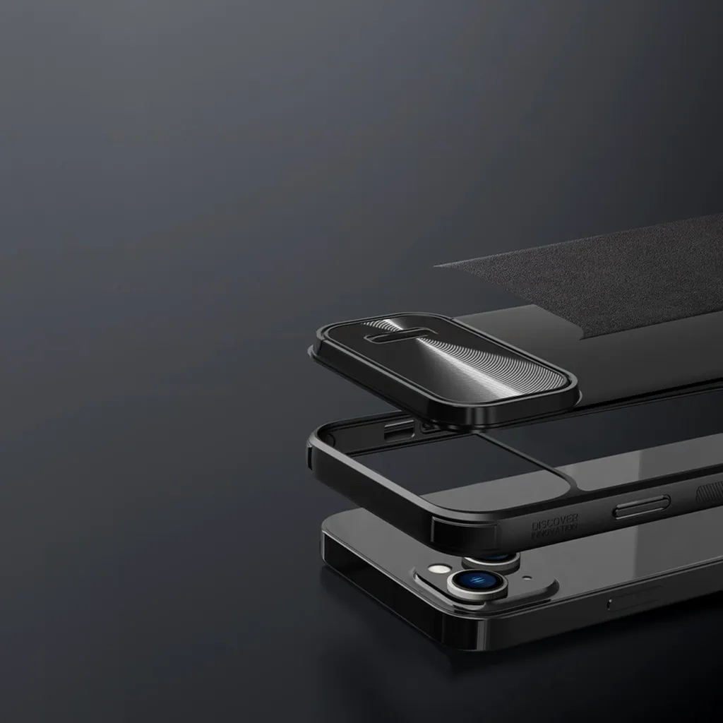 iPhone 14 Nillkin Camshield Leather S bőr tok fekete - 9