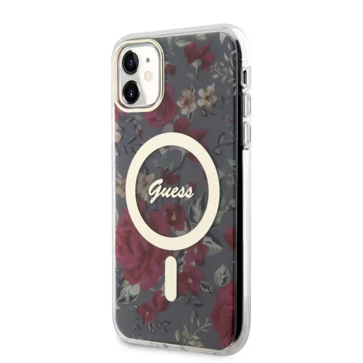 iPhone 11 Guess PC/TPU Flowers IML MagSafe kompatibilis tok (GUHMN61HCFWSA)