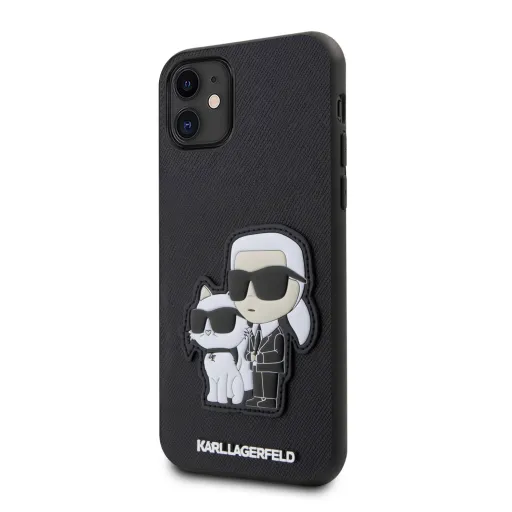 iPhone 11 Karl Lagerfeld PU Saffiano Karl és Choupette NFT tok fekete (KLHCN61SANKCPK)