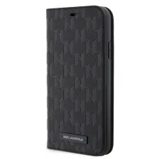 iPhone 11 Karl Lagerfeld PU Saffiano Monogram fliptok fekete (KLBKN61SAKLHPK)