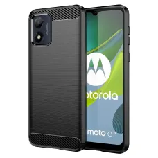 Motorola Moto E13 Carbon szénszál mintájú TPU tok fekete