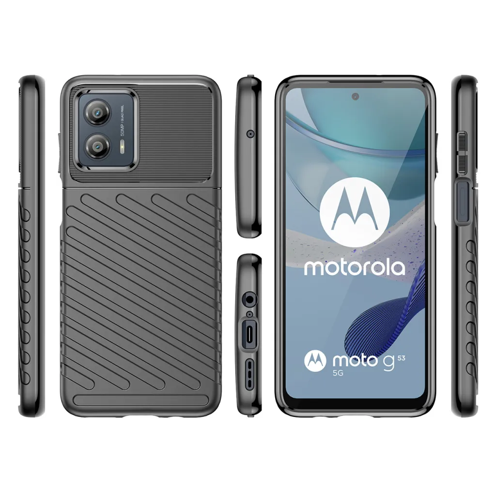 Motorola Moto G53 Thunder fokozott védelmet biztosító flexibilis TPU tok fekete - 7