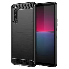 Sony Xperia 10 V Carbon szénszál mintájú TPU tok fekete