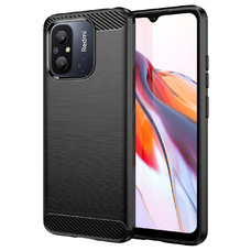 Xiaomi Redmi A11/Poco C55/Redmi 12C Carbon szénszál mintájú TPU tok fekete