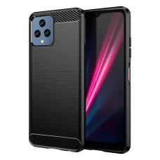 T-Mobile Revvl 6 5G Carbon szénszál mintájú TPU tok fekete