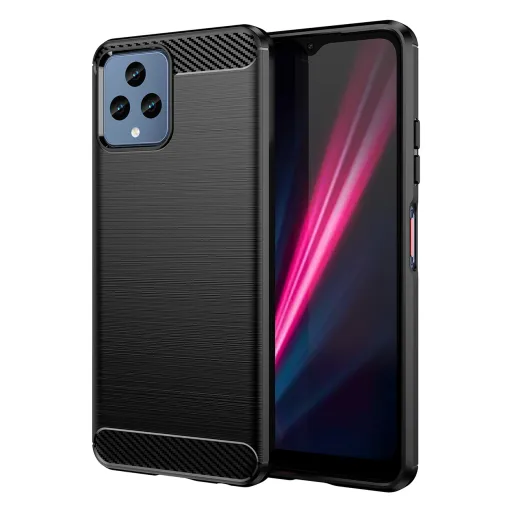 T-Mobile Revvl 6 5G Carbon szénszál mintájú TPU tok fekete