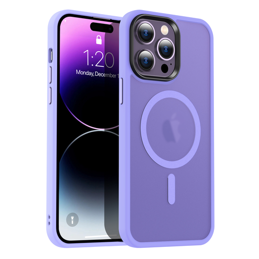 iPhone 14 Plus MagSafe-kompatibilis áttetsző matt tok világoslila Alphajack iPhone 14 Plus MagSafe-kompatibilis áttetsző matt tok világoslila Alphajack
